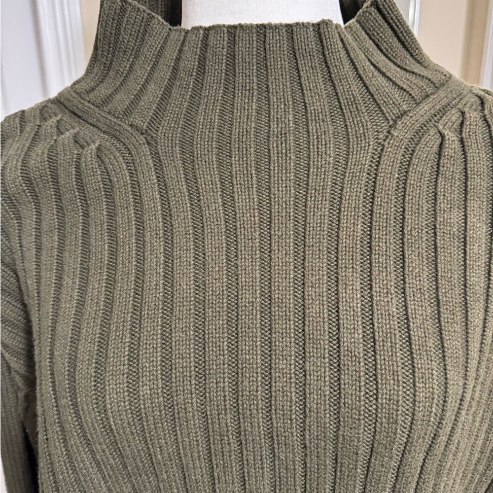Ralph Lauren Olive Ribbed Mock Turtleneck Sweater - Picture 3 of 14